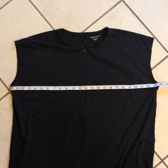 Eileen Fisher Black Cap Sleeve Zip Front Ponte Lantern Jumpsuit Size L - Picture 7 of 10